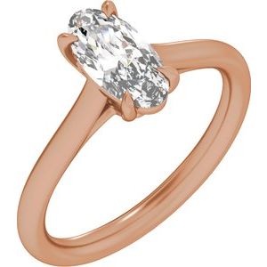 Elongated Oval Lab-Grown Diamond Solitaire Engagement Ring in 14K Gold — 1 CTW, Rose Gold