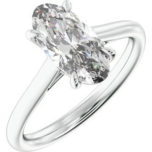 Elongated Oval Lab-Grown Diamond Solitaire Engagement Ring in 14K Gold — 2 CTW, White Gold