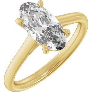 Elongated Oval Lab-Grown Diamond Solitaire Engagement Ring in 14K Gold — 2 CTW, Yellow Gold