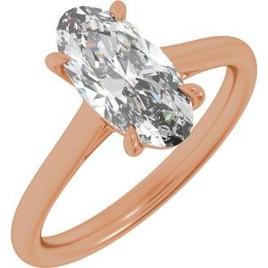 Elongated Oval Lab-Grown Diamond Solitaire Engagement Ring in 14K Gold — 2 CTW, Rose Gold