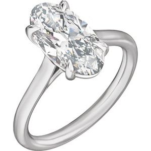 Elongated Oval Lab-Grown Diamond Solitaire Engagement Ring in 14K Gold — 3 CTW, White Gold