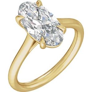 Elongated Oval Lab-Grown Diamond Solitaire Engagement Ring in 14K Gold — 3 CTW, Yellow Gold
