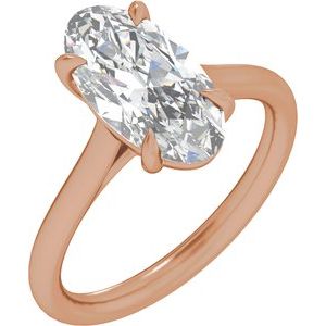 Elongated Oval Lab-Grown Diamond Solitaire Engagement Ring in 14K Gold — 3 CTW, Rose Gold