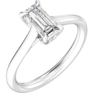 White Gold 1 CTW Emerald Lab-Grown Diamond Solitaire Engagement Ring