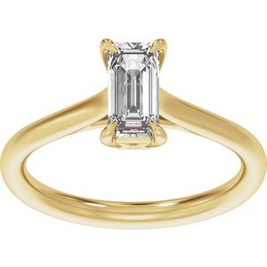 Elongated Emerald-Cut Lab-Grown Diamond Solitaire Engagement Ring in 14K Gold — 1 CTW, Yellow Gold, front view
