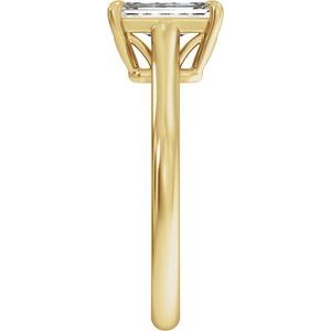 Elongated Emerald-Cut Lab-Grown Diamond Solitaire Engagement Ring in 14K Gold — 1 CTW, Yellow Gold, side profile