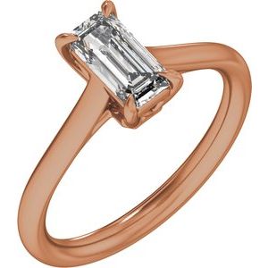 Rose Gold 1 CTW Emerald Lab-Grown Diamond Solitaire Engagement Ring