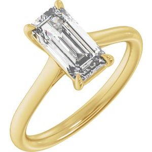 Yellow Gold 2 CTW Emerald Lab-Grown Diamond Solitaire Engagement Ring