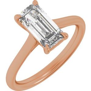 Rose Gold 2 CTW Emerald Lab-Grown Diamond Solitaire Engagement Ring