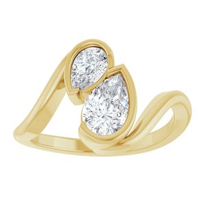 Pear Lab-Grown Diamond Toi et Moi Engagement Ring in 14K Gold — 1 CTW, Yellow Gold, front view