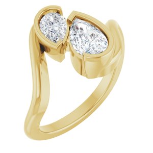 Yellow Gold 1 CTW Pear Lab-Grown Diamond Toi et Moi Engagement Ring