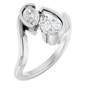 White Gold 1 CTW Pear Lab-Grown Diamond Toi et Moi Engagement Ring