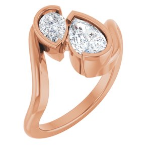 Rose Gold 1 CTW Pear Lab-Grown Diamond Toi et Moi Engagement Ring