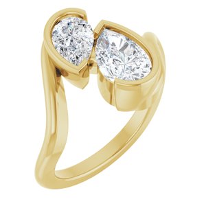 Yellow Gold Pear Lab-Grown Diamond Toi et Moi Engagement Ring