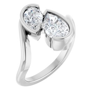 White Gold Pear Lab-Grown Diamond Toi et Moi Engagement Ring