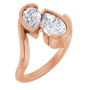 Rose Gold Pear Lab-Grown Diamond Toi et Moi Engagement Ring