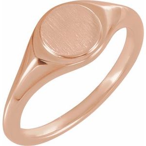 14K Rose Gold 7 mm Round Signet Ring
