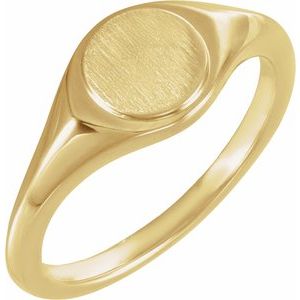 14K Yellow Gold 7 mm Round Signet Ring