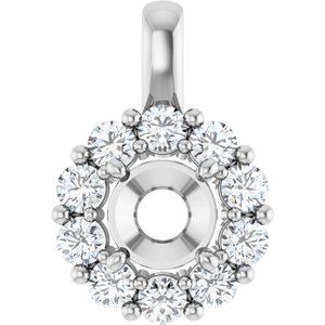 14K White Gold Natural Blue Sapphire & Natural Diamond Pendant