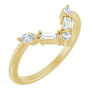 14K V Bar Set Diamond Ring