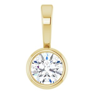 14K Yellow Gold Bezel Set Diamond Solitaire Pendant