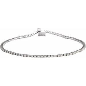 14K White Gold 7 Line Bracelet Natural Diamond