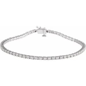 14K White Gold 7 Line Bracelet Natural Diamond