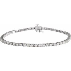 14K White Gold 7 Line Bracelet Natural Diamond