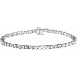 14K White Gold 7 Line Bracelet Natural Diamond