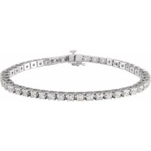 14K White Gold 7 Line Bracelet Natural Diamond