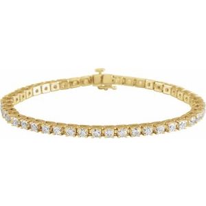 14K Yellow Gold 7 Line Bracelet Natural Diamond