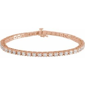 14K Rose Gold 7 Line Bracelet Natural Diamond