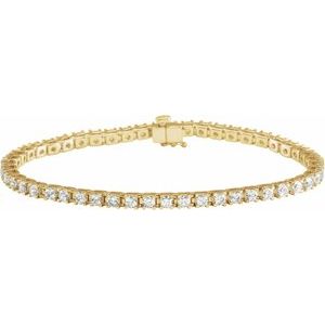 14K Yellow Gold 7 Line Bracelet Natural Diamond