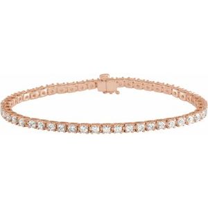 14K Rose Gold 7 Line Bracelet Natural Diamond