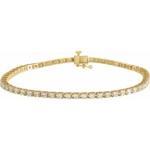 14K Yellow Gold 7 Line Bracelet Natural Diamond