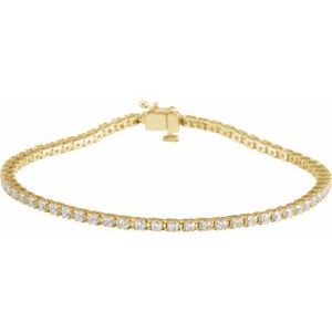 14K Yellow Gold 7 Line Bracelet Natural Diamond