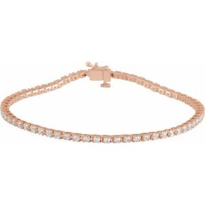 14K Rose Gold 7 Line Bracelet Natural Diamond