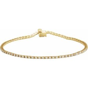 14K Yellow Gold 7 Line Bracelet Natural Diamond