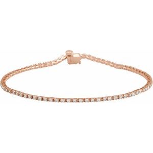 14K Rose Gold 7 Line Bracelet Natural Diamond