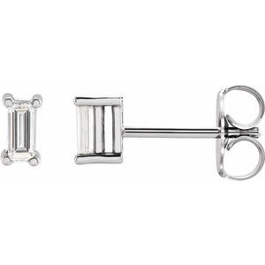 14K White Gold Straight Baguette Lab Diamond Stud Earrings