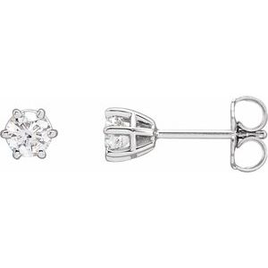 Platinum 6 Prong Natural Diamond Stud Earrings