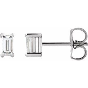 Platinum Straight Baguette Lab Diamond Stud Earrings