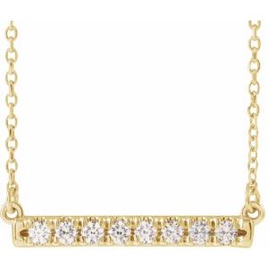 14K Yellow Gold Lab Diamond French Set Bar Necklace