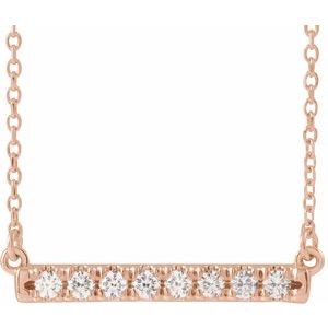 14K Rose Gold Lab Diamond French Set Bar Necklace