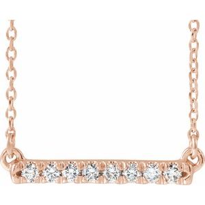 14K Rose Gold Lab Diamond French Set Bar Necklace