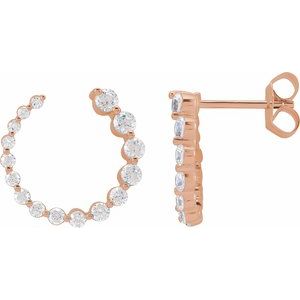 14K Rose Gold Lab Grown Diamond Front Back Earrings