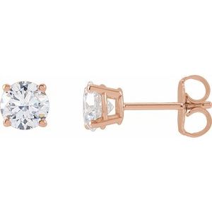 3 Prong Martini Diamond Gold Stud Earrings