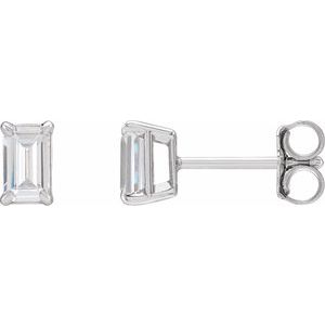 14K White Gold Lab Grown Emerald Cut Diamond Earrings