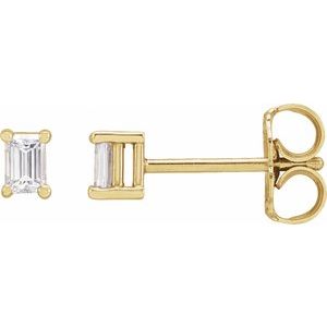 14K Yellow Gold Straight Baguette Lab Diamond Stud Earrings