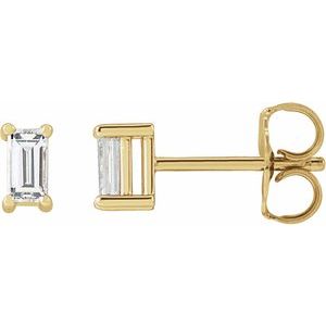 14K Yellow Gold Straight Baguette Lab Diamond Stud Earrings